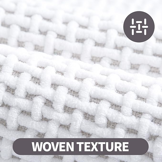 Thin White Bath Mat - 16x24, Washable Non-Slip Shower Mat for Bathroom