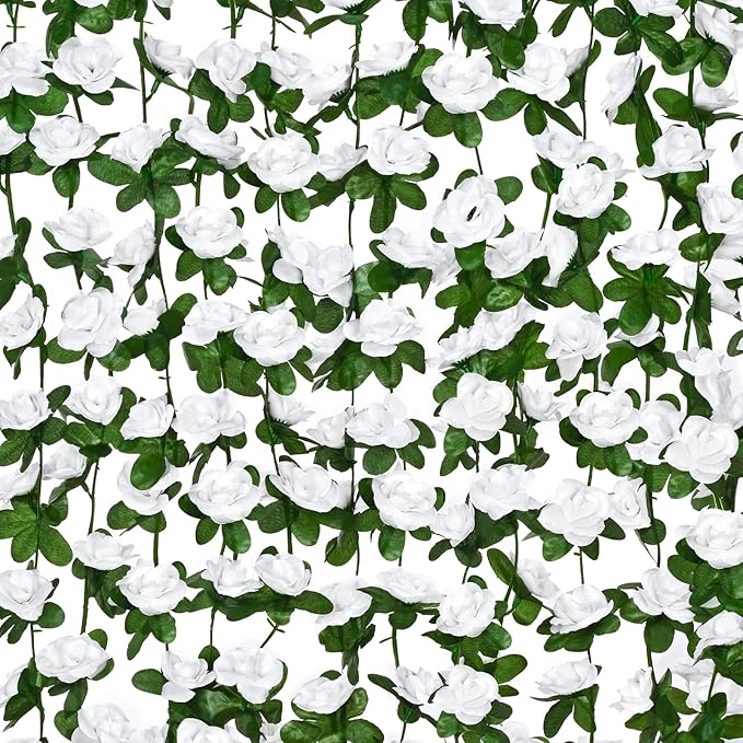 BLEUM CADE 5Pcs 41Ft Flower Garland Artificial Rose Vines for Bedroom, Cute Fake Hanging Flower Vines Floral Garland Decorations for Wedding Party Wall Room Decor Aesthetic