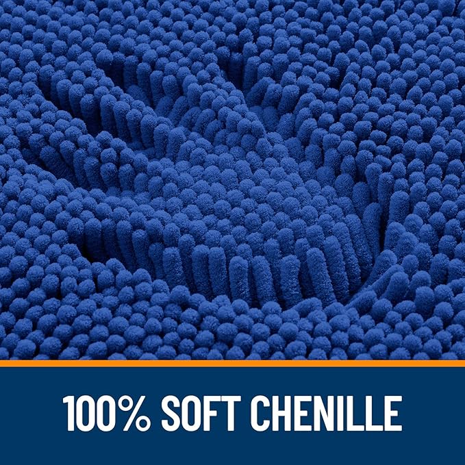 OLANLY Bathroom Rugs 40x32, Extra Soft Absorbent Chenille Bath Rugs, Rubber Backing Quick Dry, Machine Washable Bath Mats for Bathroom Floor, Tub and Shower, Home Decor Accessories, Royal Blue