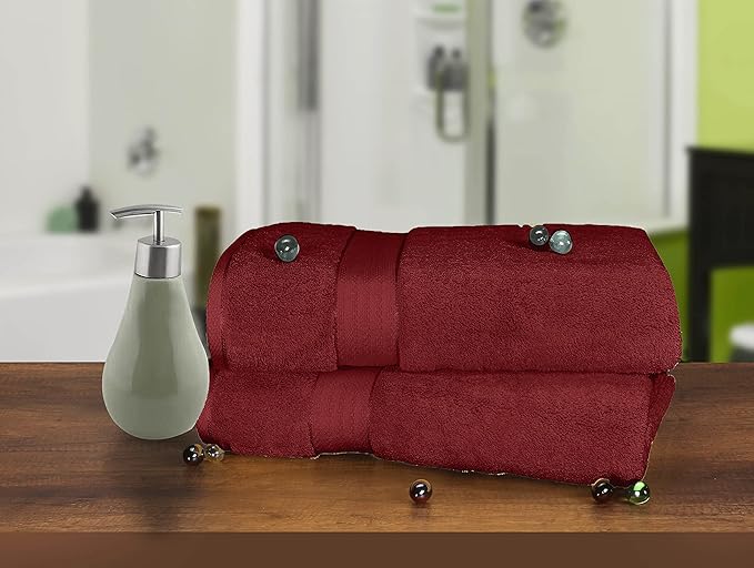GLAMBURG 700 GSM Premium Oversized Extra Large Cotton Bath Sheet 35x70-100% Combed Cotton - Luxury Hotel & Spa Quality - Durable Ultra Soft Highly Absorbent - Burgundy