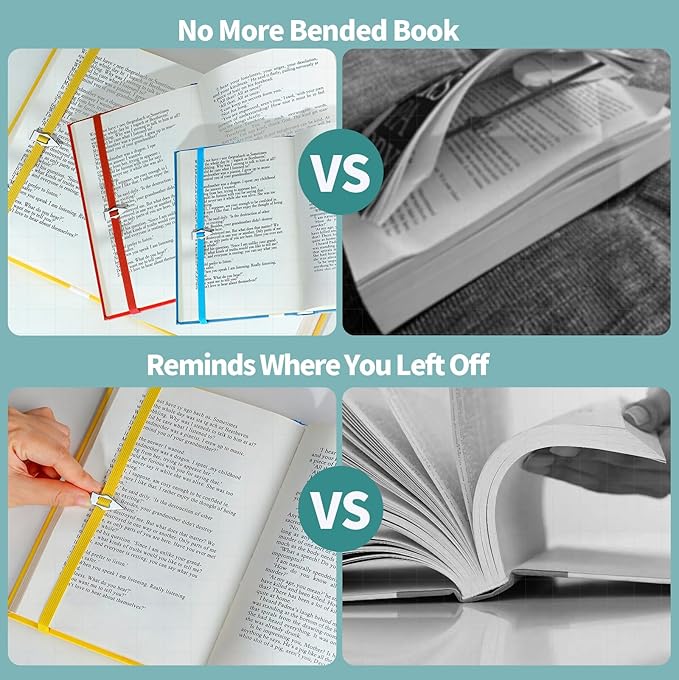 Elastic Bookmark,6 Pack Book Marks with Pointer Perfect for Book Reading-Mark Last Place,Planner Bookmarks for Reading Women,Men,Kids,Book Lovers(Red+Yellow)