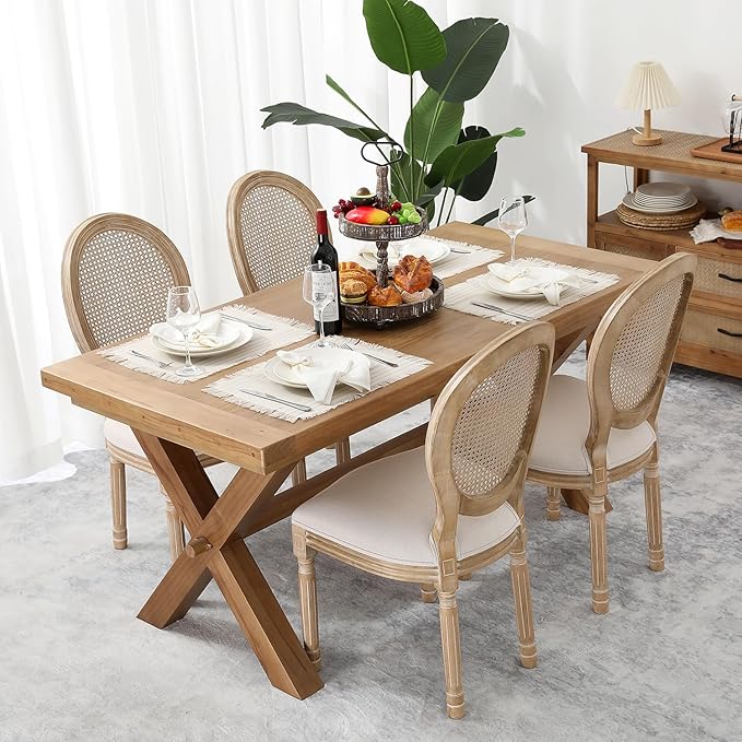 Chassic Rustic Placemats Set of 6, Washable Linen Cloth Place Mats, Woven Dinner Mats for Kitchen, Dining, Party, Wedding and Daily Table Decor - Cream