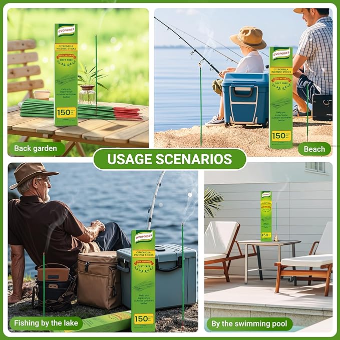 Citronella Incense Sticks 150 Sticks/Made with Natural Plant Based Ingredients/Citronella Oil/Lemongrass Oil/Rosemary Oil/150 Pcs