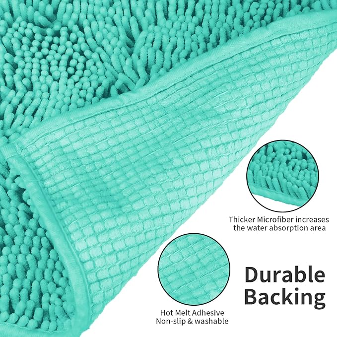 ZiYiJuan Bathroom Rugs, Super Absorbent Luxury Shaggy Chenille Bath Mats, Fruit Green 17x24_20x32