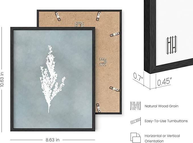 HAUS AND HUES Floral Wall Art - Set of 4 Plant Posters for Wall Vintage Botanical Prints, Flower Pictures for Room Aesthetic, Vintage Art Prints Flower Wall Art (Black Frame, 8x10)