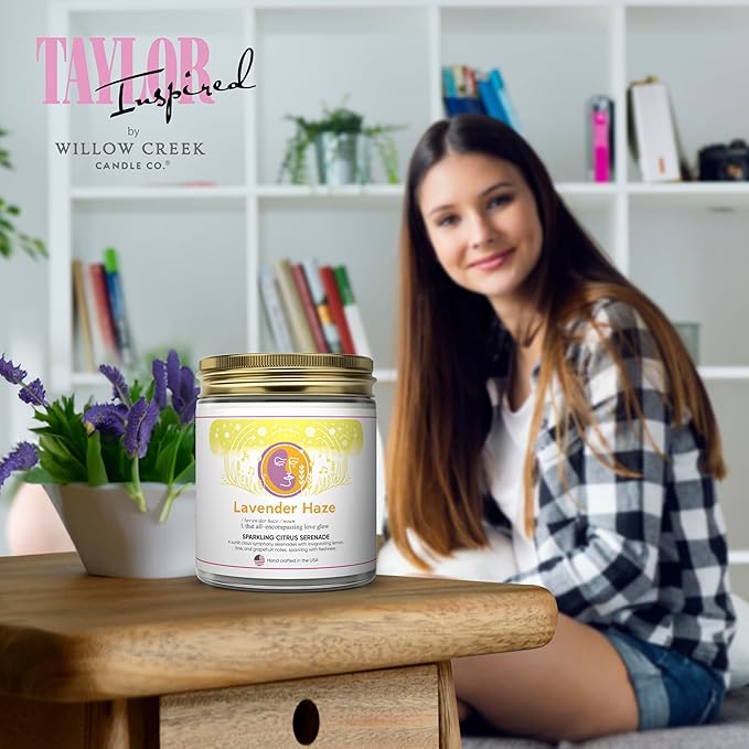 Taylor Inspired Lavender Haze Candle - Long Lasting Soy Wax Candle Gift Set for Taylor Fans - Luxury Scented Candles for Taylor Parties, Home, Birthday Candle - 5 Fragrances (8oz)