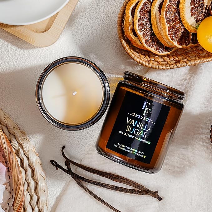 Vanilla Sugar Scented Candles for Home, Mother's Day Gifts Soy Wax Candle Aromatherapy Candles Gift for Women Men, 7oz