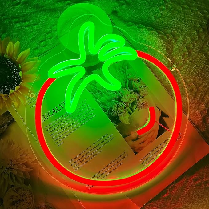 Tomato Neon Sign for Wall Decor,Cute Fruit LED Neon Light 9.4 * 10.2 inch Dimmable USB Kawaii Small Tomato Light Up Sign for Boys Girls Room Restaurant Birthday Party barn