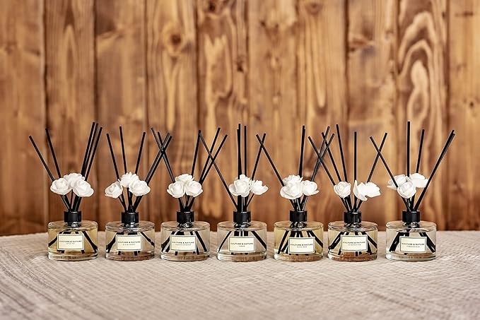 CULTURE & NATURE Reed Diffuser Set 6.7oz (200ml) Mango Mandarin Scented Diffuser with Sticks Home Fragrance Reed Diffuser for Bathroom Shelf Decor