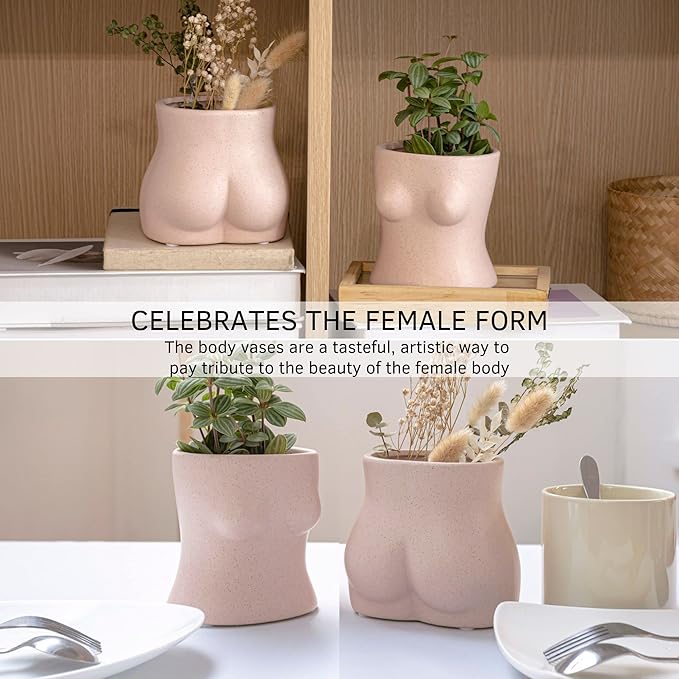 BASE ROOTS Plant Pot Ceramic Planter Vase with Drainage for Succulents, Cactus, Flowers - Ideal for Boho Indoor & Outdoor Garden, Aesthetic Living Room, Bedroom, Desk Organizer Decor & Gift Idea