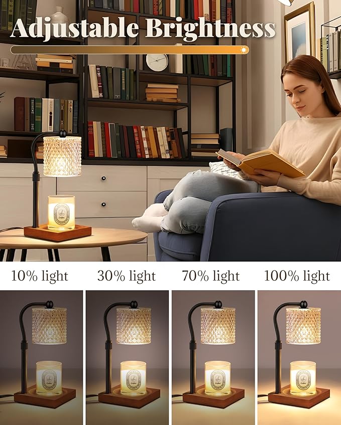 2 Pack Candle Warmer Lamp with Timer Dimmer Adjustable Height, Birthday Housewarming New Home Decor Gifts for Women, Electric Wax Warmer with 2 Bulbs for Jar Candles