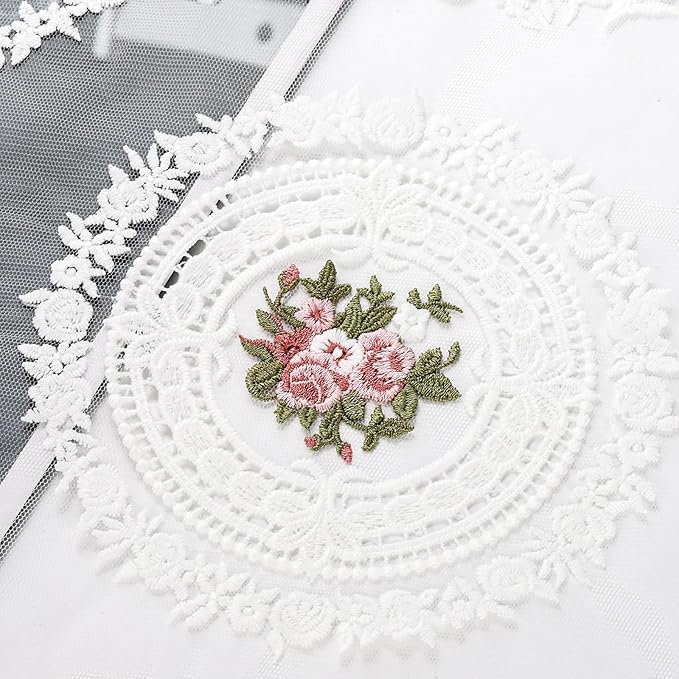 AVLA 6 Pack Lace Placemats, Retro French Style Cup Mat, Embroidered Dinning Table Place Mats, Fashionable Flower Vintage Crochet Lunchmat Doilies, Square Hollow Vase Mat for Home Wedding Decoration