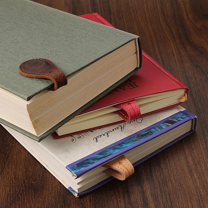 Magnetic Leather Bookmarks Book Marks for Reading Women Men Book Lovers Readers (Brown-2PC)