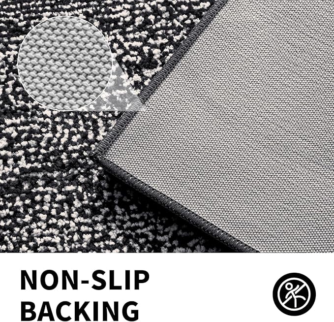 CozeCube Bath mats for Bathroom Non Slip, Fluffy Shaggy Bath Rugs for Bathroom Washable, Extra Soft and Absorbent Microfiber Bath Rugs for Shower Sink, Kitchen Sink, Jet Black, 32" x 20"