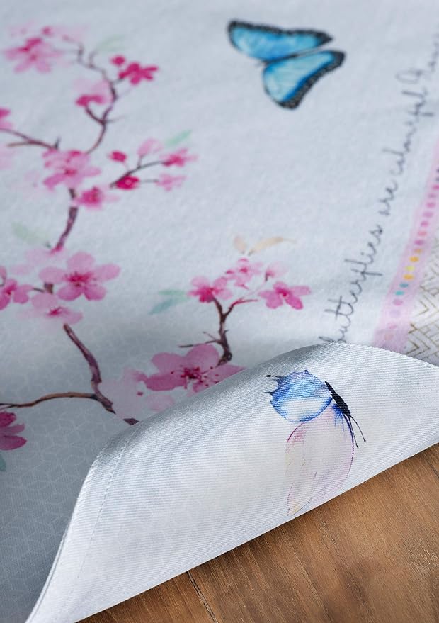 Maison d' Hermine Placemats Set of 4 100% Cotton Washable Cloth Place Mats, Reusable Table Mats for Kitchen Dining Decoration, Party, Wedding, Restaurant Spring/Summer (Blossoms in Spring, 13" x 19")