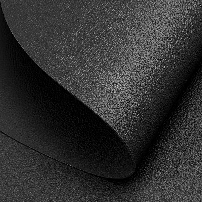Myir JUN Placemats, Dual-Sided Placemats Waterproof Faux Leather Placemats Set of 4 Place Mats and Coasters Non-Slip Washable Table Mats for Dining Table (Black, Set of 4)