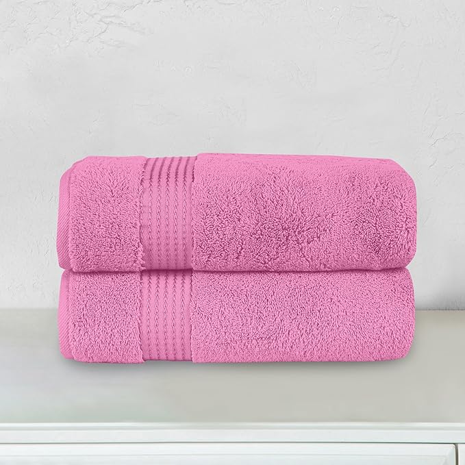Elegant Comfort Premium Turkish Cotton 2 Pack Bath Towel Set - 27 x 54 inch, Luxurious Hotel Spa Quality 100% Turkish Cotton 2PC Bath Towel Set - Highly Absorbent - Soft Bathroom Towels, Light Pink