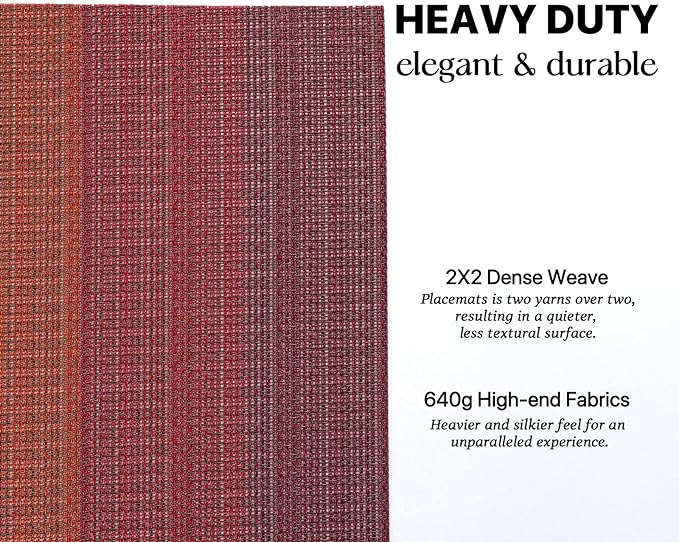 LEXMORE Placemats Set of 8 Vinyl/Plastic Woven Place Mats for Kitchen Table Indoor/Outdoor Washable Placemat Wipeable Dining Table Mats(Pomegranate Parade)