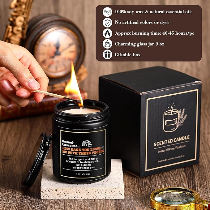 Funny Farewell Gifts: Retirement Scented Candle and Keychain Set for Men, Women & Coworkers