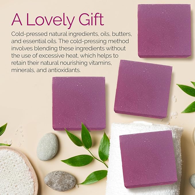 Handmade Natural Bar Soap Gift Set - 100% All Organic Vegan Bath Moisturizing Handmade Artisan Scented Cold Process Fragrant Soaps with Essential Oil - 4 Pack (Raspberry Rush)