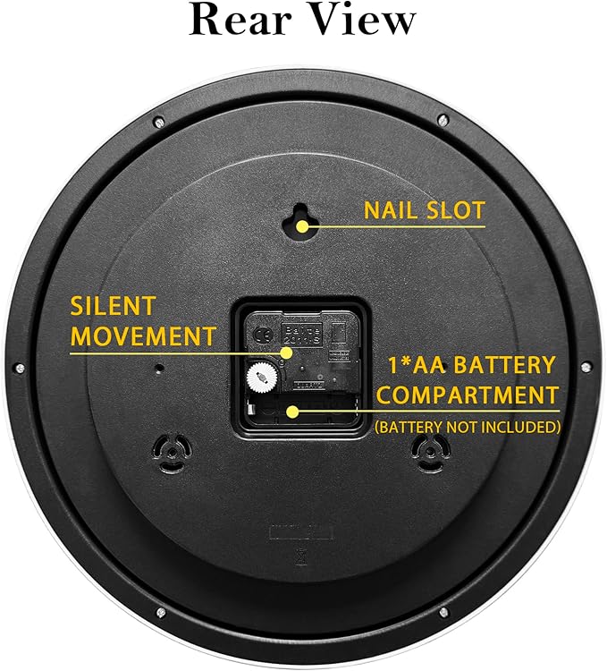 AYRELY® 12 inch Silent Wall Clock with Temperature & Humidity – Battery Operated Decorative Clock for Home, Kitchen, Bedroom (Black, 12 inch)