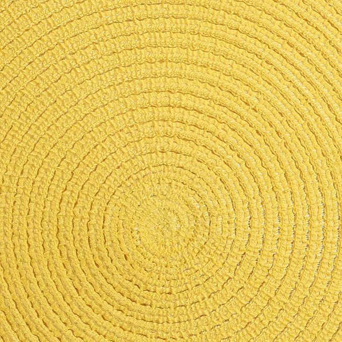 SHACOS Round Braided Placemats Set of 4 Washable Kitchen Table Placemats for Home Wedding Party (Yellow, 4)