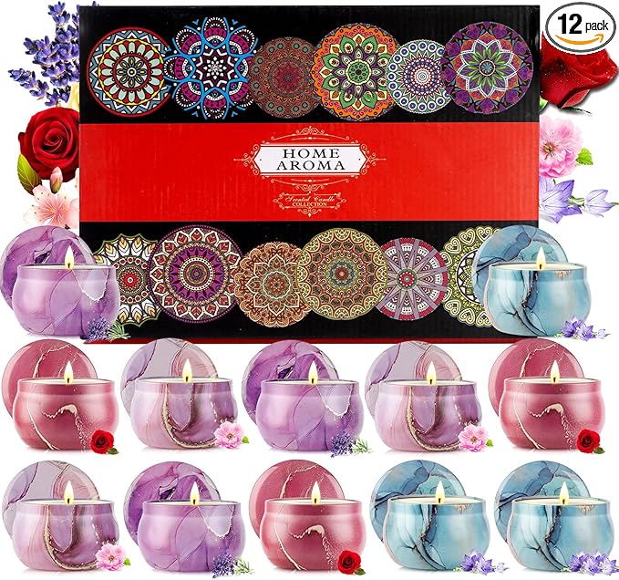 12 Pack Scented Candles Gifts for Women,Soy Scented Candles for Home, Aromatherapy Candle Gifts Set for Christmas Day, Holiday,Birthday, Mothers Day, Valentine's Day