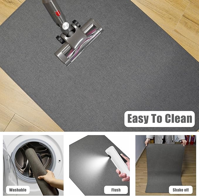 Yancorp 17"x48" Ultra Thin Long Bathroom Rugs,Low Profile Long Bath Mat Non Slip Fit Under Door Absorbent Washable Indoor Door Mat Shower Sink