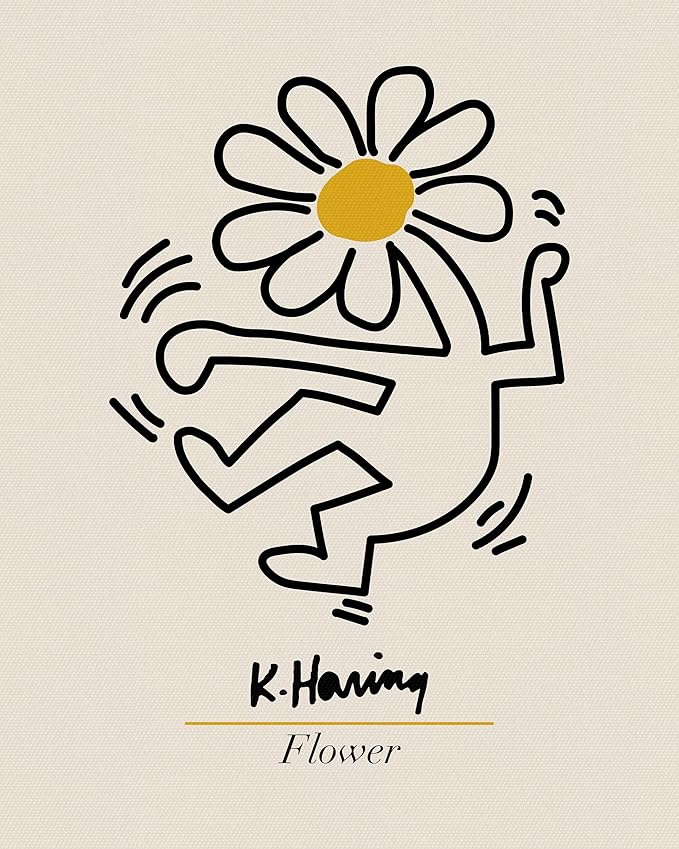 Matisse Art wall Décor,Flower Market Print Set of 3, Keith Haring Wall Art,11x14in Unframed Real Quality Canvas Paintings for Art Poster Decoration in kitchen, bathroom,living room,bedroom