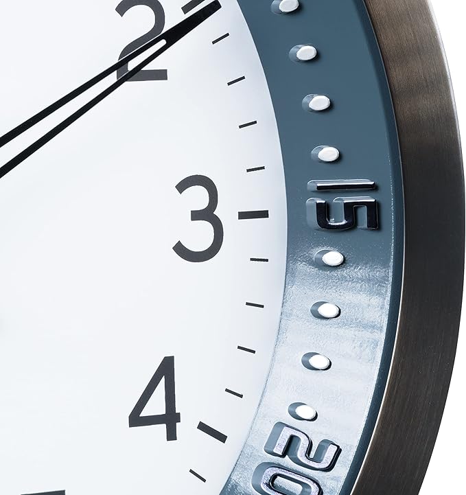 La Crosse Technology 404-54667-INT 10-Inch Atomic Chapter Ring Stainless Steel Analog Clock