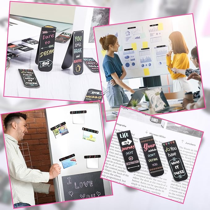 48 Pcs Magnetic Bookmarks, 24 Styles Inspirational Magnet Book Markers Motivational Encouraging Magnetic Page Clip for Women Student School Reading Gifts