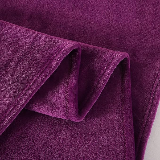 TASTHROW Large Flannel Fleece Throw Blanket, 50×70 Inch - Cozy Lightweight Thick Blanket - All Seasons Suitable for Women, Men and Kids (Two Pack, Purple)