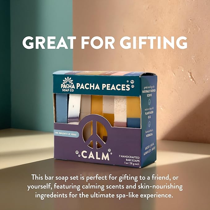 Pacha Peaces Bar Soap Calm 2 Pack | Premium, Handcrafted, Hydrating | Natural Face Wash, Hand Cleanser, Body Wash | Soothing Essential Oils, 4 oz