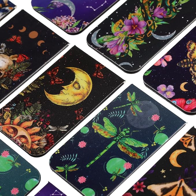30 Pieces Magnetic Bookmarks Tarot Magnet Page Markers Multi Insect Magnet Bookmark Clips Magnetic Page Clips Assorted Book Marks Set for School Students Teachers Reading Supplies (3.94 x 1.18 Inches)