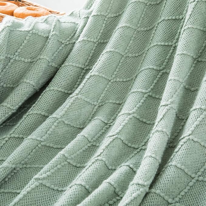 Homiest Decorative Knitted Throw Blanket with Fringe Soft & Cozy Tassel Blanket for Couch Sofa Bed (50" x 60", Aqua)