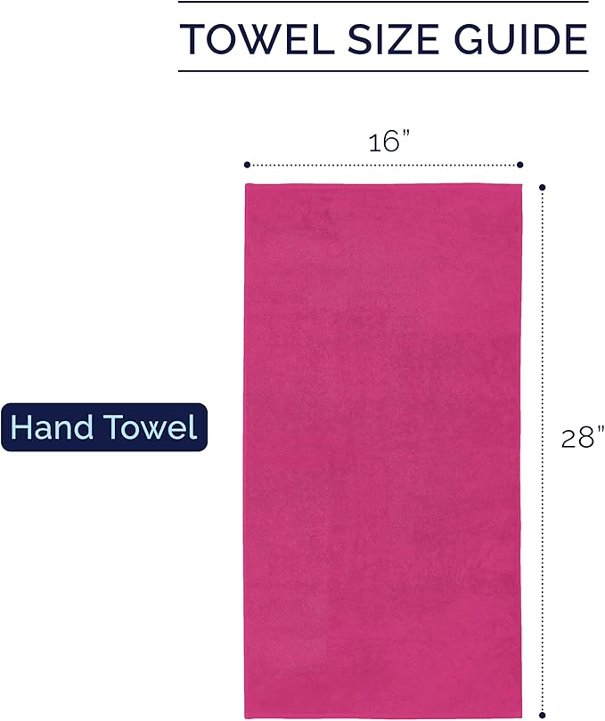 Elegant Comfort Premium Turkish Cotton 4 Pack Hand Towel Set - 16 x 28 inch, Luxurious Hotel Spa Quality 100% Turkish Cotton 4PC Hand Towel Set - Highly Absorbent - Soft Bathroom Towels, Hot Pink