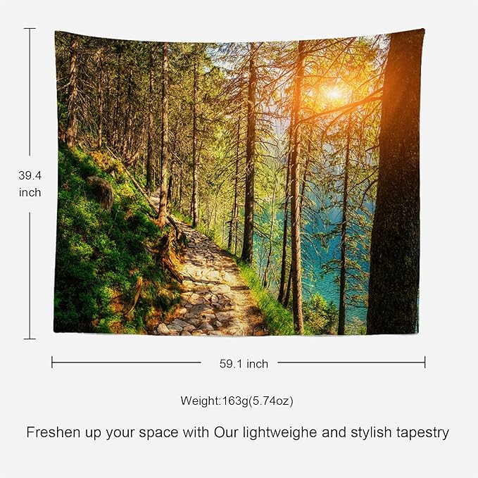 BaoNews Sunset Trees Mountains Tapestry, Calm Water Lake in Forests Large Wall Hanging Tablecloths Mural Home Decoration Psychedelic Tapestry Bedroom Living Room Dorm 39.4 x 59.1 inches(Lake)