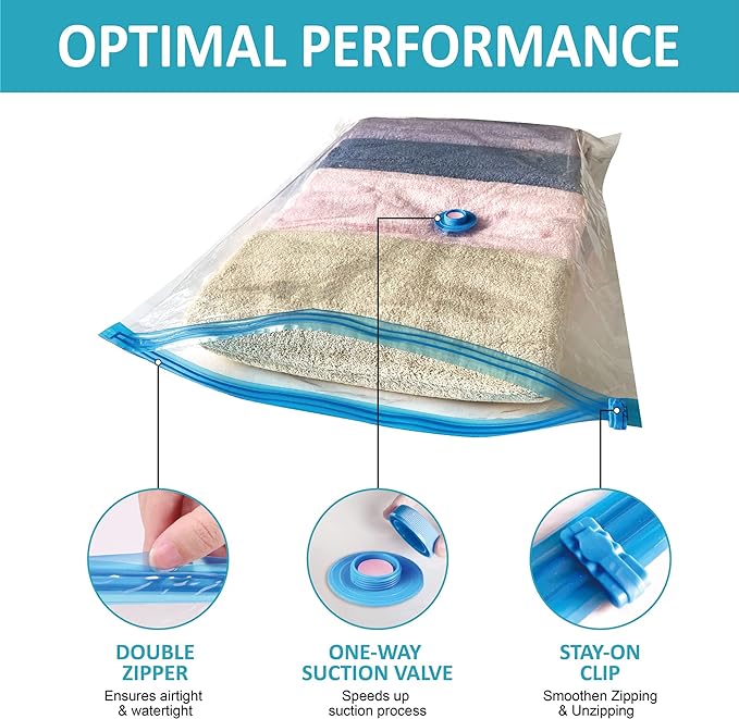 Vacuum Storage Bags - 10 Jumbo Space Saver Bags With Pump for Clothes, Comforters, Blankets, Bedding