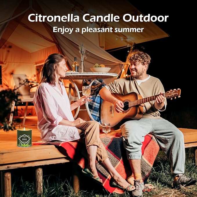 Citronella Candles Outdoor, 6-Pack Citronella Candles for Outside Patio, Camping & Garden, Summer Gifts for Indoor Home Scented, 50-Hour Burn Time, 9 Ounce Each