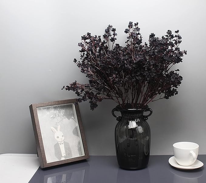 JAKY-Global Babys Breath Fabric Cloth Artificial Flowers 12 Bundle European Fake Silk Plants Decor Wedding Party Decoration Bouquets Real Touch DIY Home Garden (Black-12pcs)