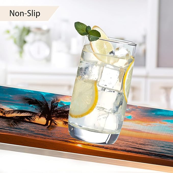 Tropical Palm Placemats Set of 6,Sunset Trees Sea Beach Table Mats Non-Slip Heat Resistant Washable Placemat for Party Kitchen Dining Table Decoration Indoor Outdoor