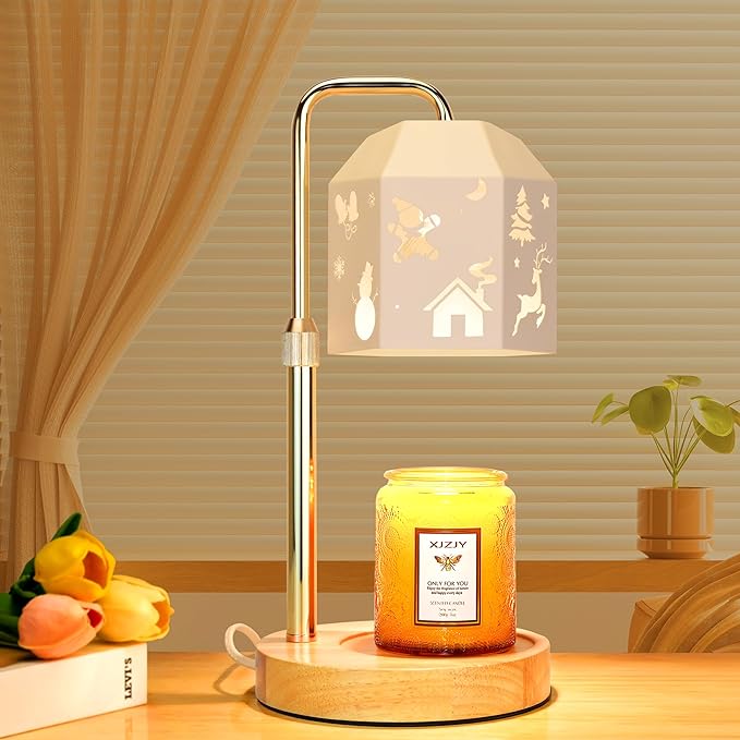 Candle Warmer Lamp with Timer Dimmer,Adjustable Height Candle Warmer, Candle lamp for Scented Wax Jar Candles, for Women,House Warming Gifts for New Home Bedroom Decor,Hollow Art