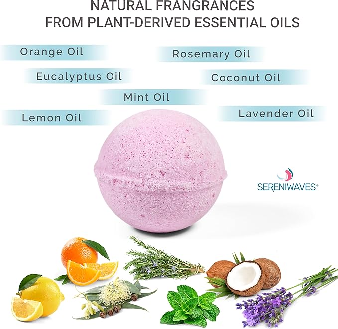 Organic Bath Bombs - Relaxing - Aromatherapy Bombs Made with Real Epsom Salt and Essential Oils for Muscle Relief and Moisture. Safe Bath Bombs for Kids and Adults. (6 Count (Pack of 1))