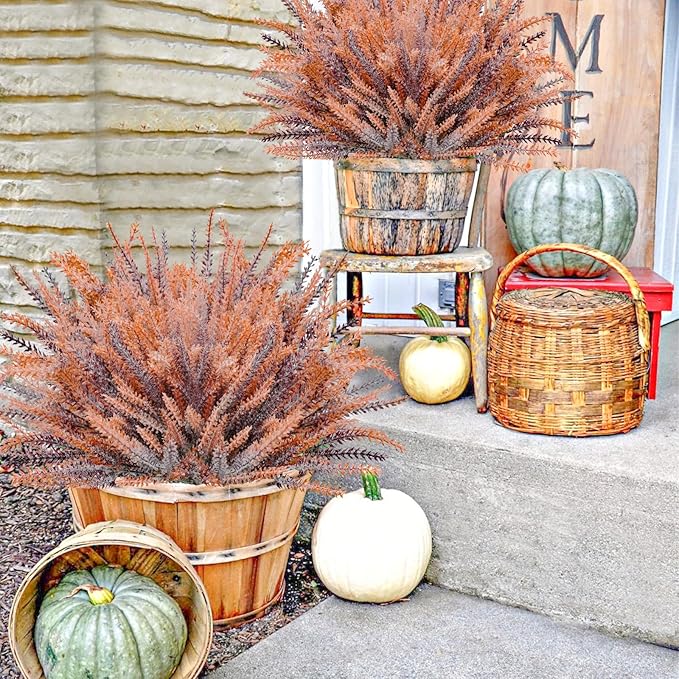 Agusbagli 72 Bundles Artificial Fall Flowers Outdoors, UV Resistant Fake Lavenders No Fade Faux Plants Arrangement for Thanksgiving Autumn Weddings Indoor Home Decorations