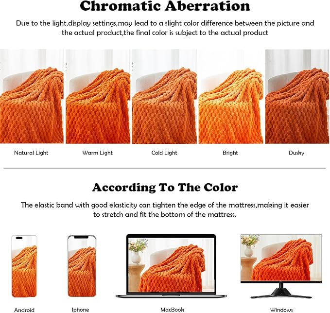 NEWCOSPLAY Super Soft Fall Twin Blanket Orange Premium Silky Flannel Fleece 3D Clouds Stylish Jacquard Lightweight Bed Blanket All Season Use 350GSM (Orange, Twin(60"x80"))