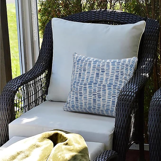 LVTXIII Pack of 2 Outdoor Throw Pillow Covers Accent Waterproof Pillow Covers ONLY, Patio Square Cushion Cases for Garden Balcony Couch Sofa Decoration 20x20 inch, Pebble Blue