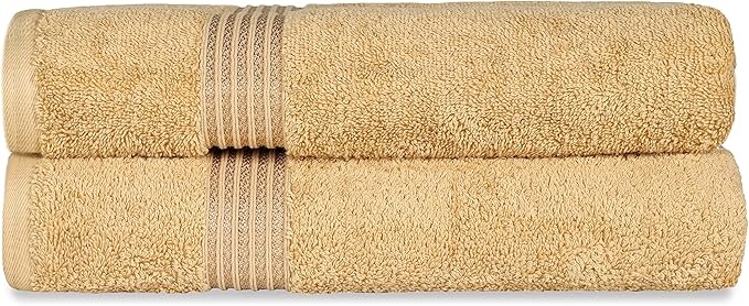 Superior Egyptian Cotton 2-Piece Bath Sheet Towel Set, Oversized Body Towels For Adults And Kids, Large Towel For Bath, Shower, Guest Bathroom, Spa, Gym, Resort, Essentials, Airbnb, Gold