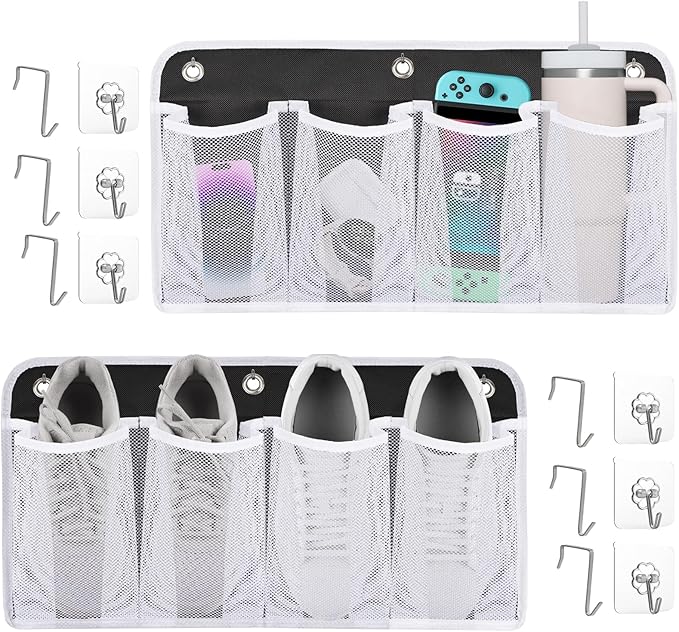 RV Shoe Storage for Bedside - 4 Pocket Wall Mounted Entryway Shoes Rack, Bed Hanging Pocket Organizer, Bedside Caddy Storage Organizer for Headboards Bunk Beds Dorm Rooms,RV & Camper Essentials