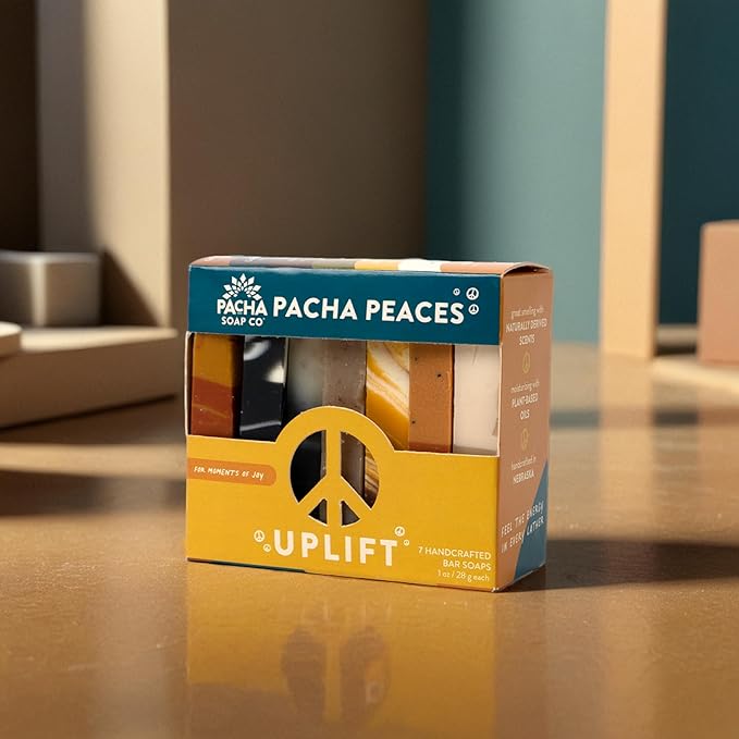 Pacha Peaces Bar Soap Uplift 2 Pack | Premium, Handcrafted, Hydrating | Natural Face Wash, Hand Cleanser, Body Wash | Soothing Essential Oils, 4 oz