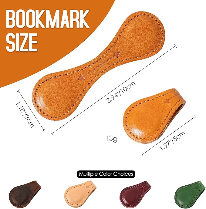 Magnetic Leather Bookmarks Book Marks for Reading Women Men Book Lovers Readers (Camel)